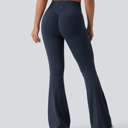 Leggings de yoga évasés à taille haute, effet galbant, rehaussant les fesses et affinant le ventre, avec poches