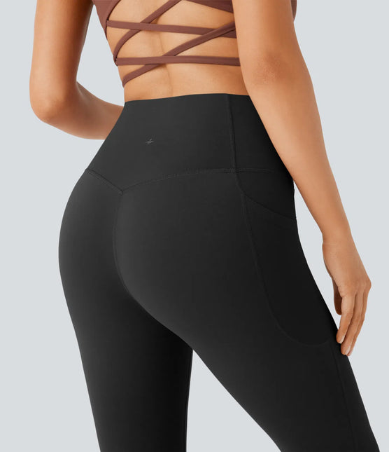 Leggings de yoga bootcut à taille haute, avec poche et effet amincissant