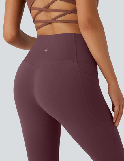 Leggings de yoga bootcut à taille haute, avec poche et effet amincissant Evening Red