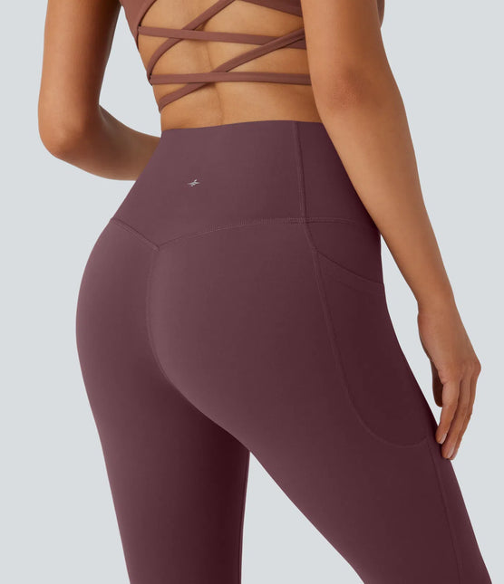 Leggings de yoga bootcut à taille haute, avec poche et effet amincissant Evening Red