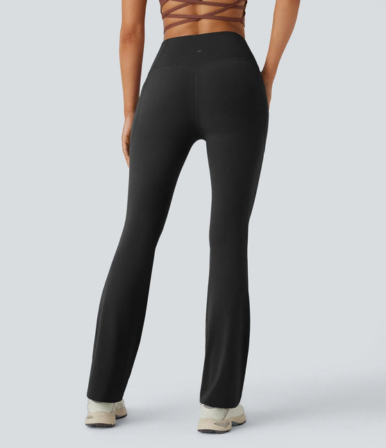 Leggings de yoga bootcut à taille haute, avec poche et effet amincissant