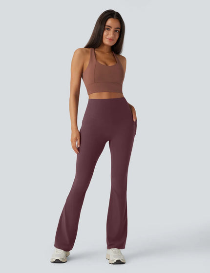 Leggings de yoga bootcut à taille haute, avec poche et effet amincissant Evening Red
