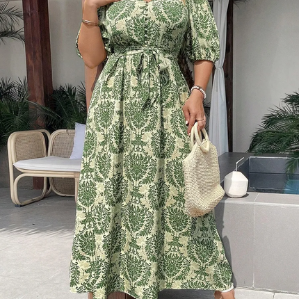 Robe Midi Col Licou Imprimé Baroque Damassé | Style Bohème Femme | Lumière Bohème