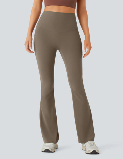 Leggings de yoga bootcut à taille haute, avec poche et effet amincissant Brown
