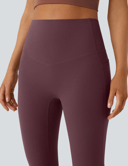Leggings de yoga bootcut à taille haute, avec poche et effet amincissant Evening Red