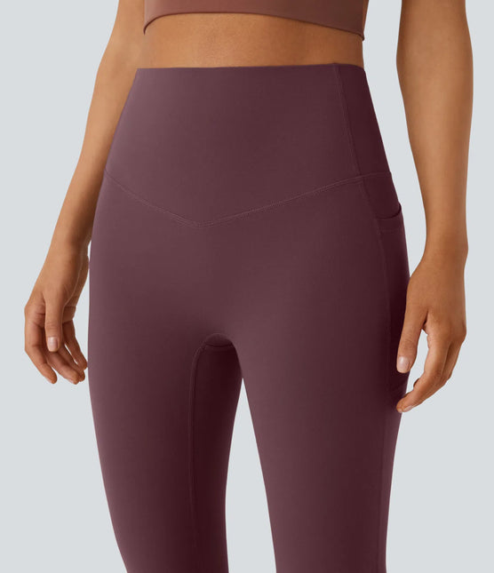Leggings de yoga bootcut à taille haute, avec poche et effet amincissant Evening Red