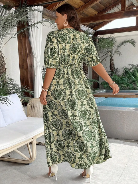 Robe Midi Col Licou Imprimé Baroque Damassé | Style Bohème Femme | Lumière Bohème