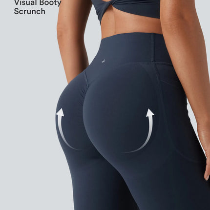 Leggings de yoga évasés à taille haute, effet galbant, rehaussant les fesses et affinant le ventre, avec poches