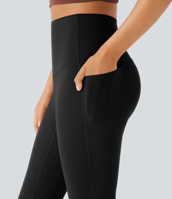 Leggings de yoga bootcut à taille haute, avec poche et effet amincissant