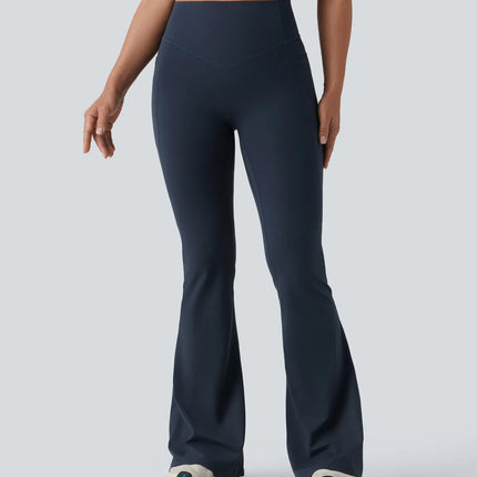 Leggings de yoga évasés à taille haute, effet galbant, rehaussant les fesses et affinant le ventre, avec poches