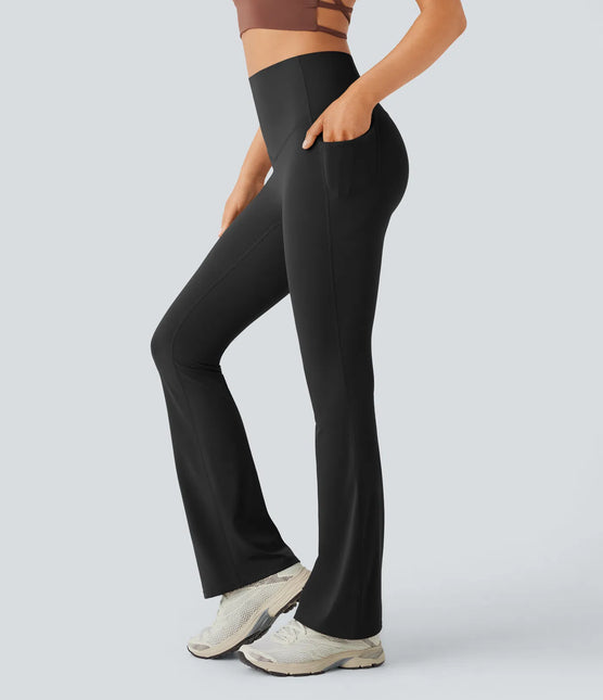 Leggings de yoga bootcut à taille haute, avec poche et effet amincissant
