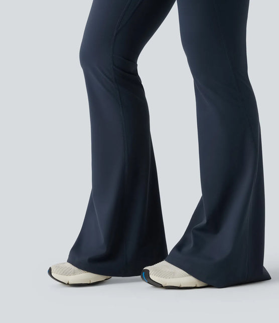 Leggings de yoga évasés à taille haute, effet galbant, rehaussant les fesses et affinant le ventre, avec poches