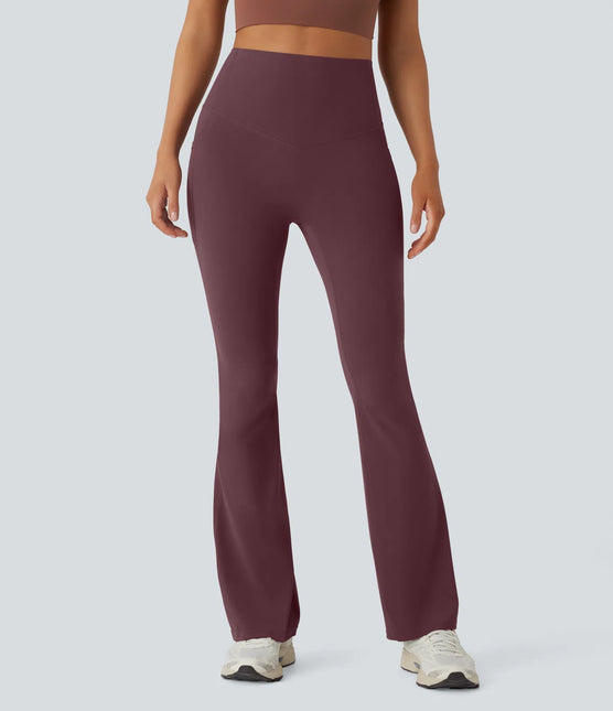 Leggings de yoga bootcut à taille haute, avec poche et effet amincissant Evening Red