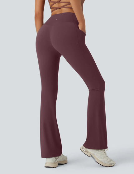 Leggings de yoga bootcut à taille haute, avec poche et effet amincissant Evening Red