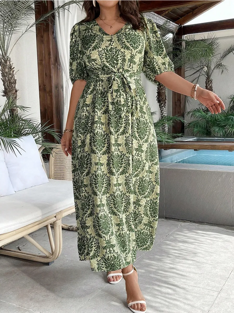 Robe Midi Col Licou Imprimé Baroque Damassé | Style Bohème Femme | Lumière Bohème