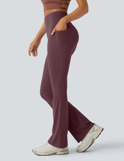 Leggings de yoga bootcut à taille haute, avec poche et effet amincissant Evening Red