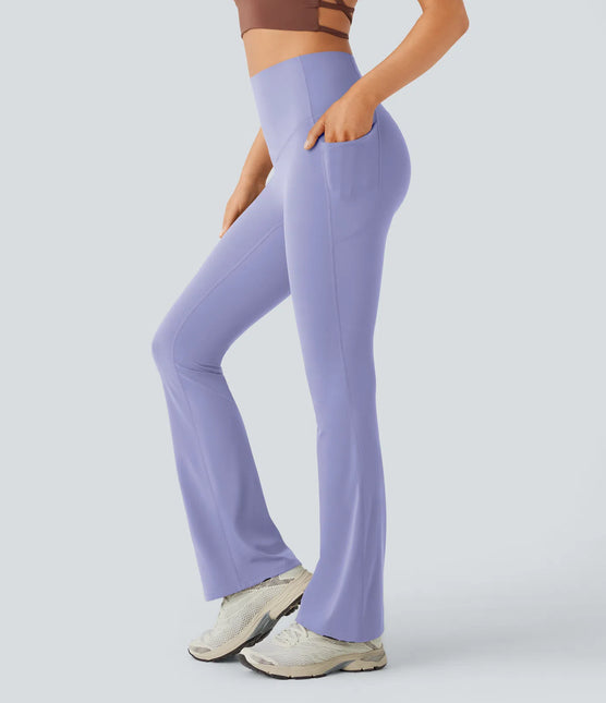 Leggings de yoga bootcut à taille haute, avec poche et effet amincissant Baby Lavender