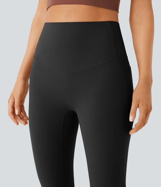 Leggings de yoga bootcut à taille haute, avec poche et effet amincissant
