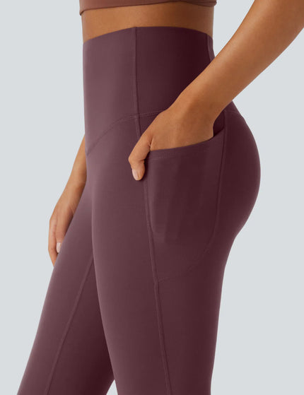 Leggings de yoga bootcut à taille haute, avec poche et effet amincissant Evening Red
