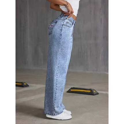 Jean Large Delave Brode Noeud Poche Arriere | Style Bohème Femme | Lumière Bohème