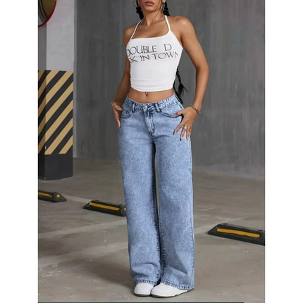 Jean Large Delave Brode Noeud Poche Arriere | Style Bohème Femme | Lumière Bohème