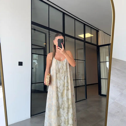 Robe maxi fluide floral délavé crème bohème femme plage été mariage Lumière Bohème