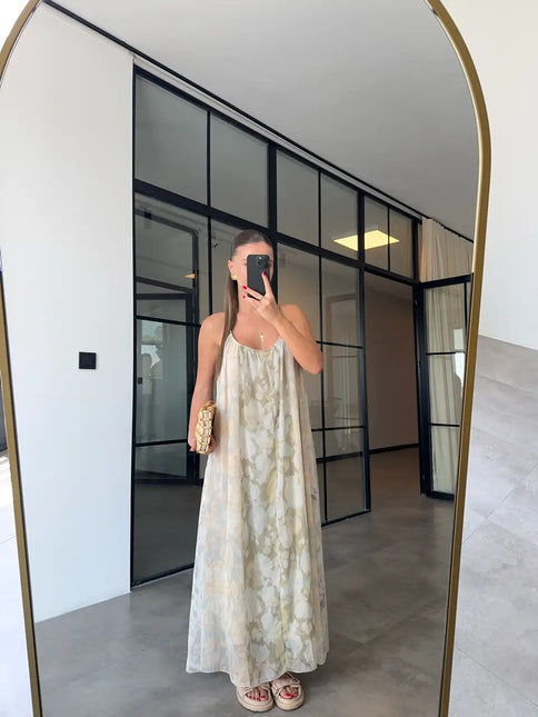Robe maxi fluide floral délavé crème bohème femme plage été mariage Lumière Bohème