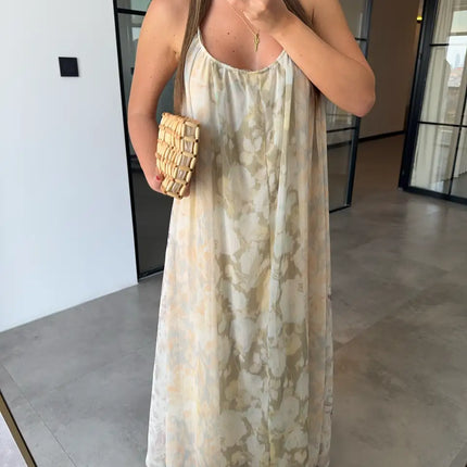 Robe maxi fluide floral délavé crème bohème femme plage été mariage Lumière Bohème